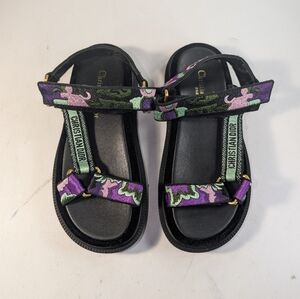 DIOR ACT DiorAct Dior-Act Jardin Indien Fabric Dad Flat Sandals Shoes The Dior